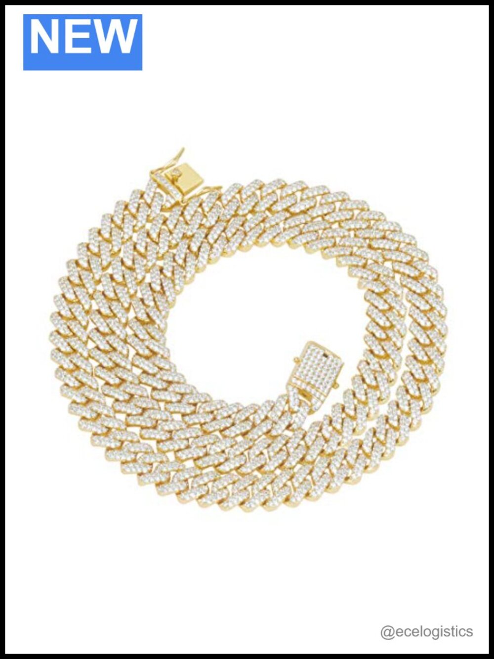 12mm 18K Gold Plated Cuban Link Chain Necklace CZ Iced Out Hip Hop